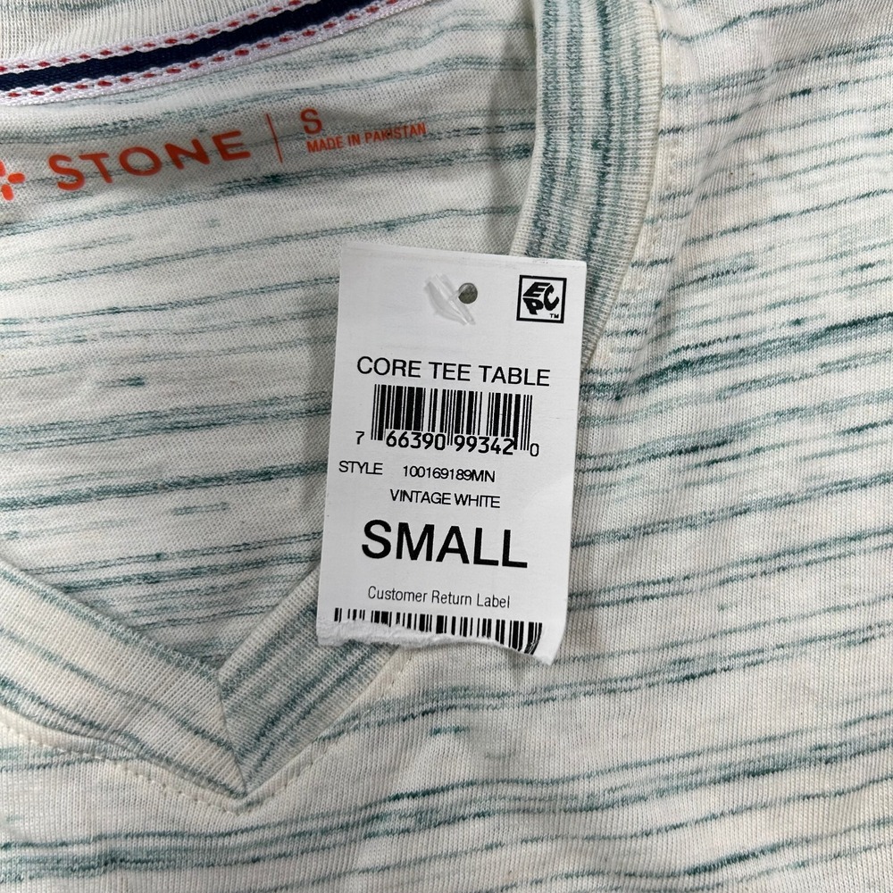 Sun + Stone V-Neck T-Shirt Tee Mens Small Vintage‎ White Regular-Fit Nep NEW - Picture 4 of 7